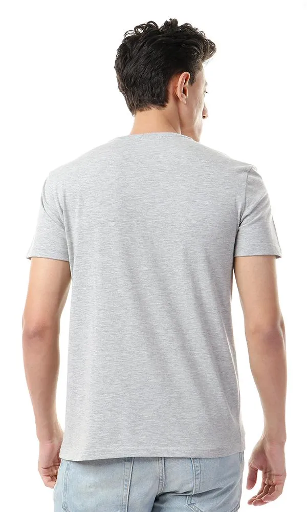 57541 Heather Grey With Front Print Casual Tee