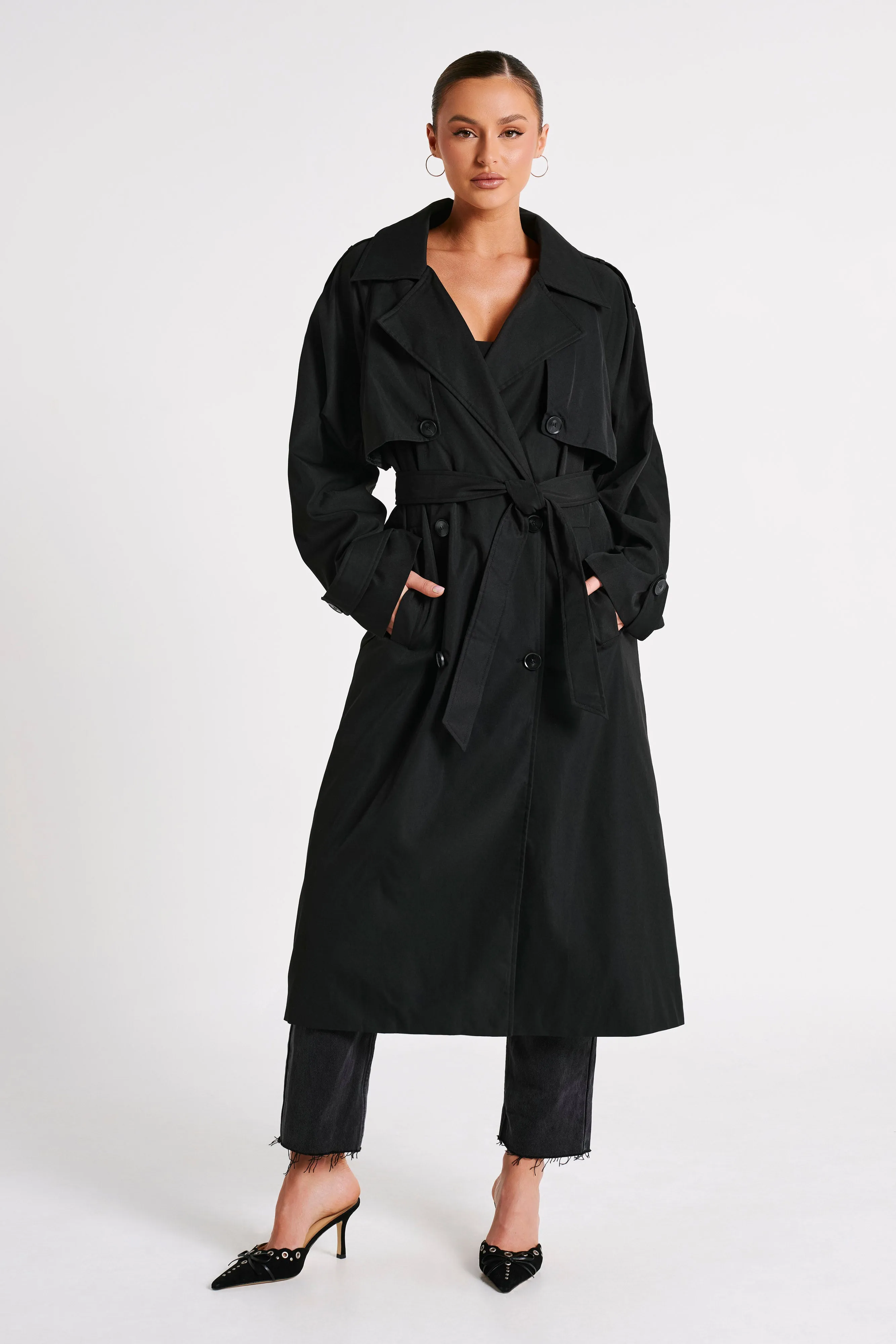 Andreas Oversized Trench Coat - Black