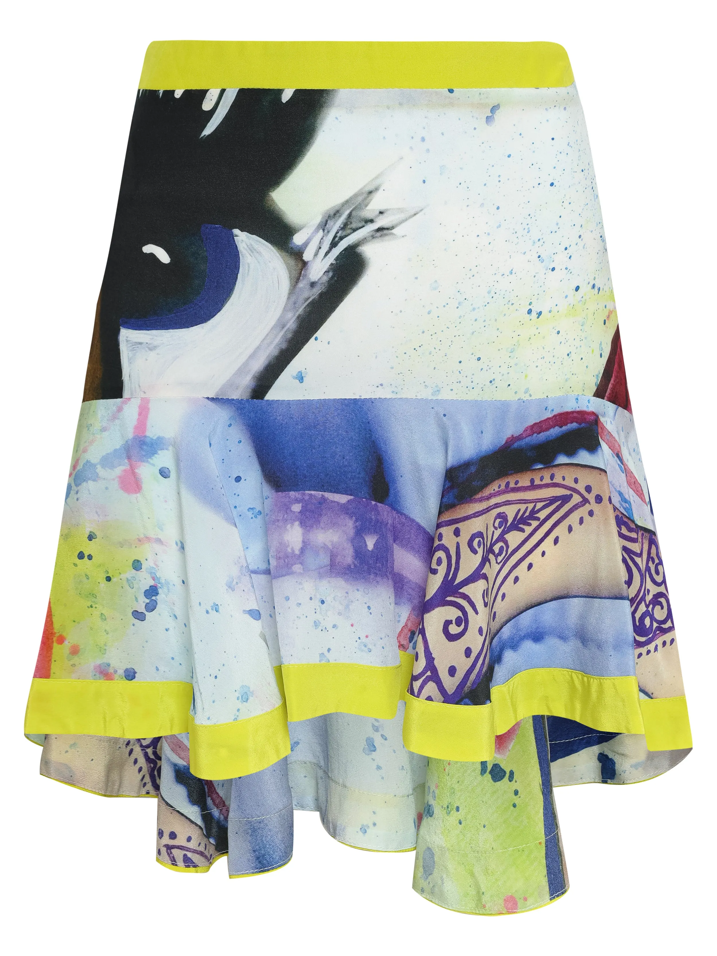 Artsy Eye Mouth Print Short Skirt