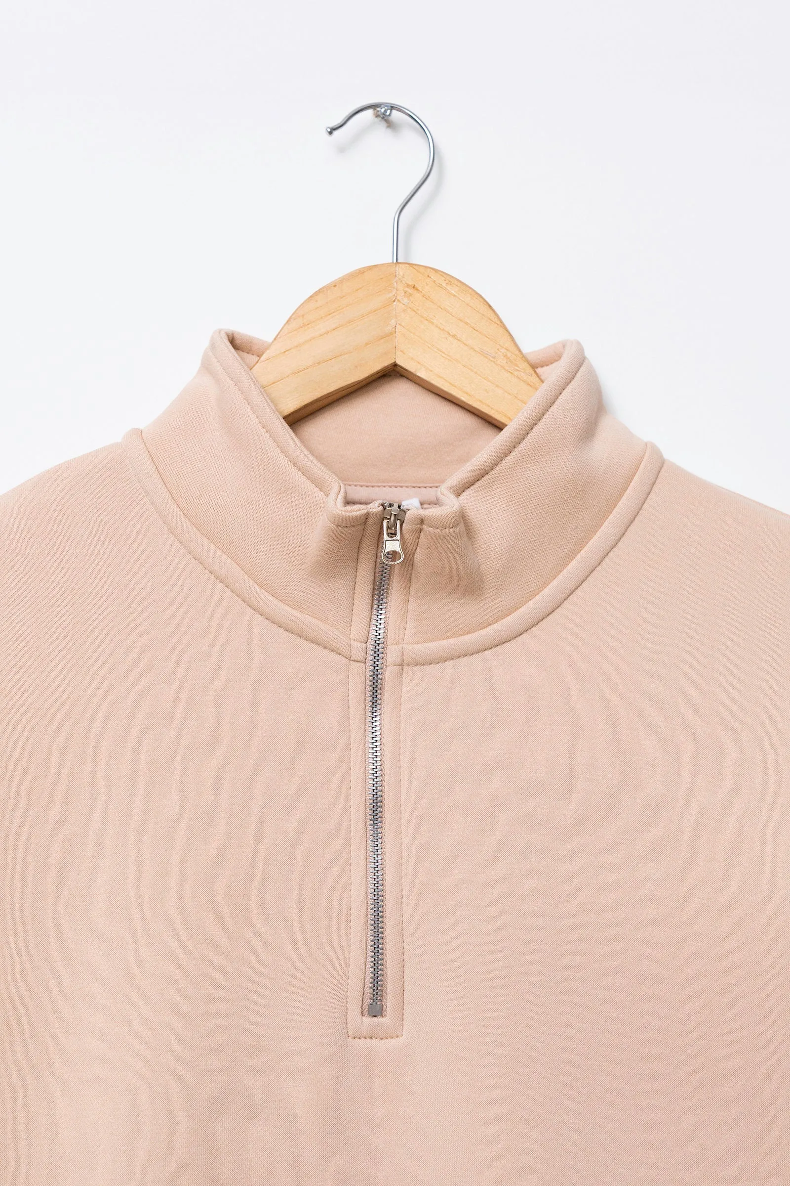 Basic Sweatshirt with Zip Neck