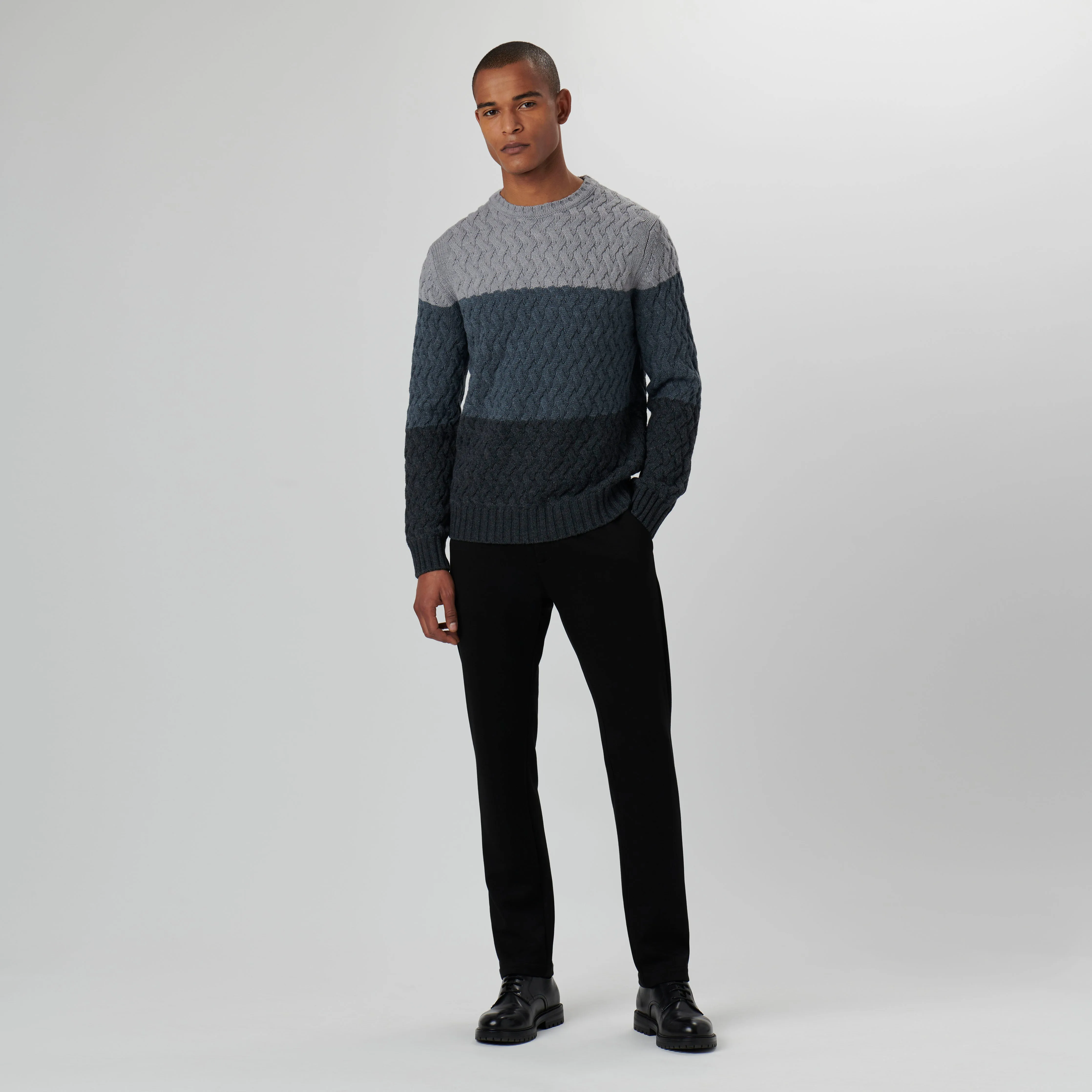 Basketweave Stitch Crew Neck Sweater