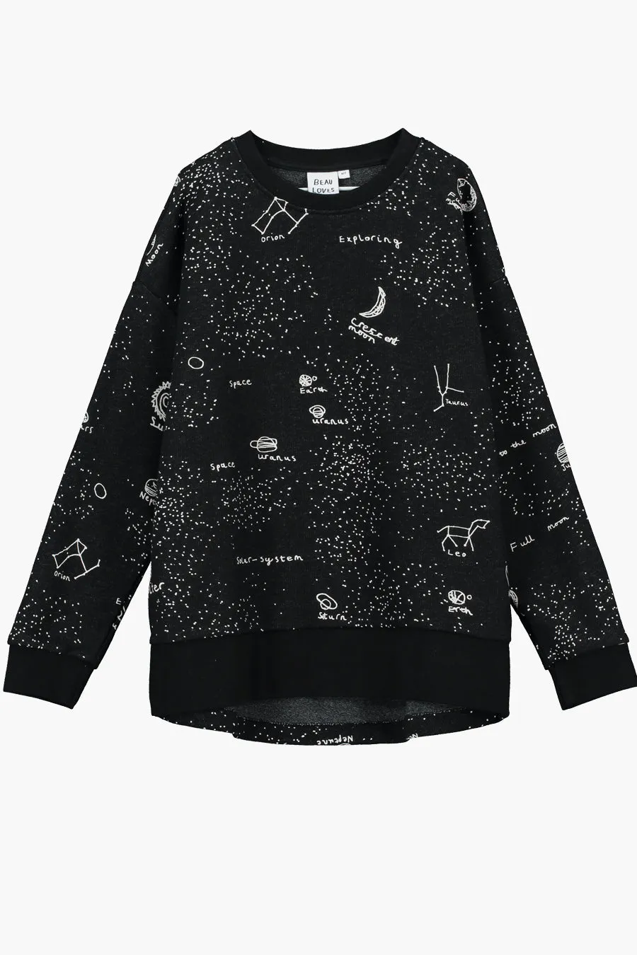 Beau Loves Black Galaxy Kids Sweater