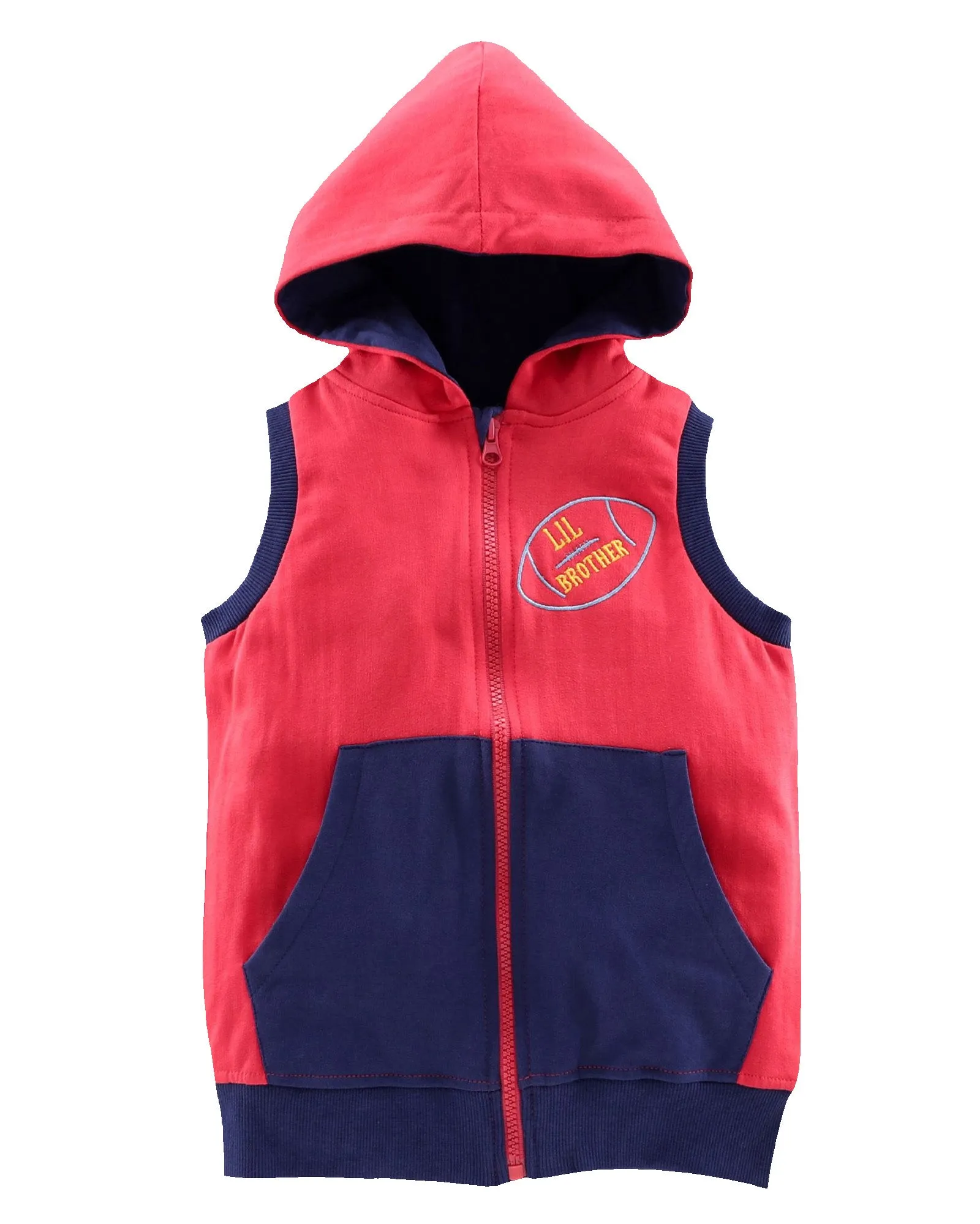 Boys Printed Front Open Sleeveless Hooded Sweatshirt Pack of 2