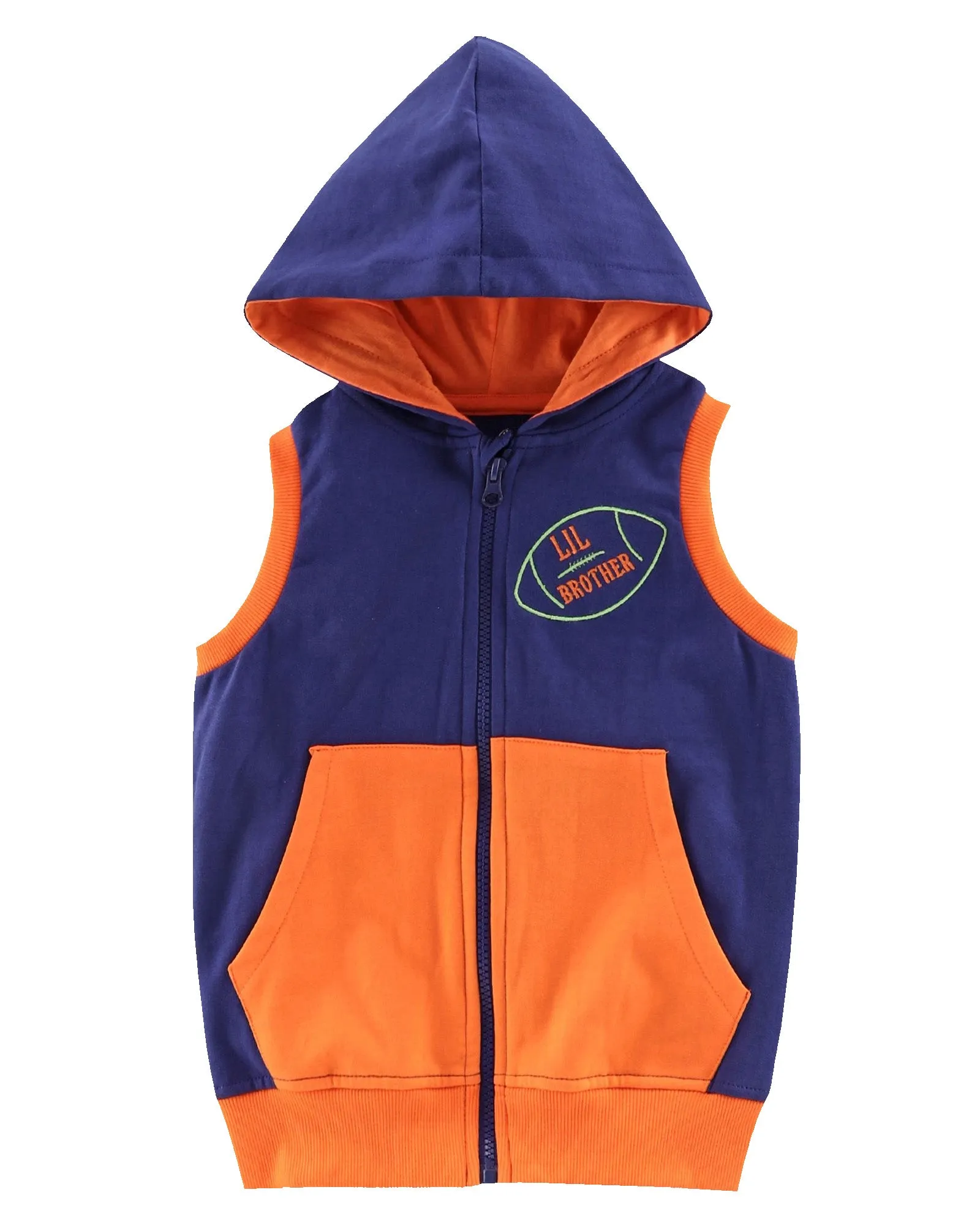 Boys Printed Front Open Sleeveless Hooded Sweatshirt Pack of 2