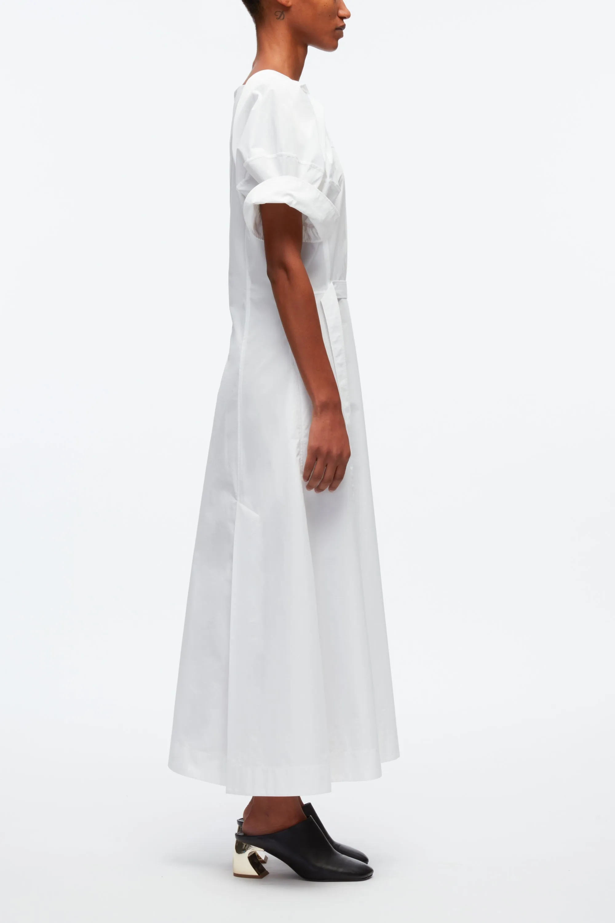 Collapsed Bloom Short Sleeve Belted Dress