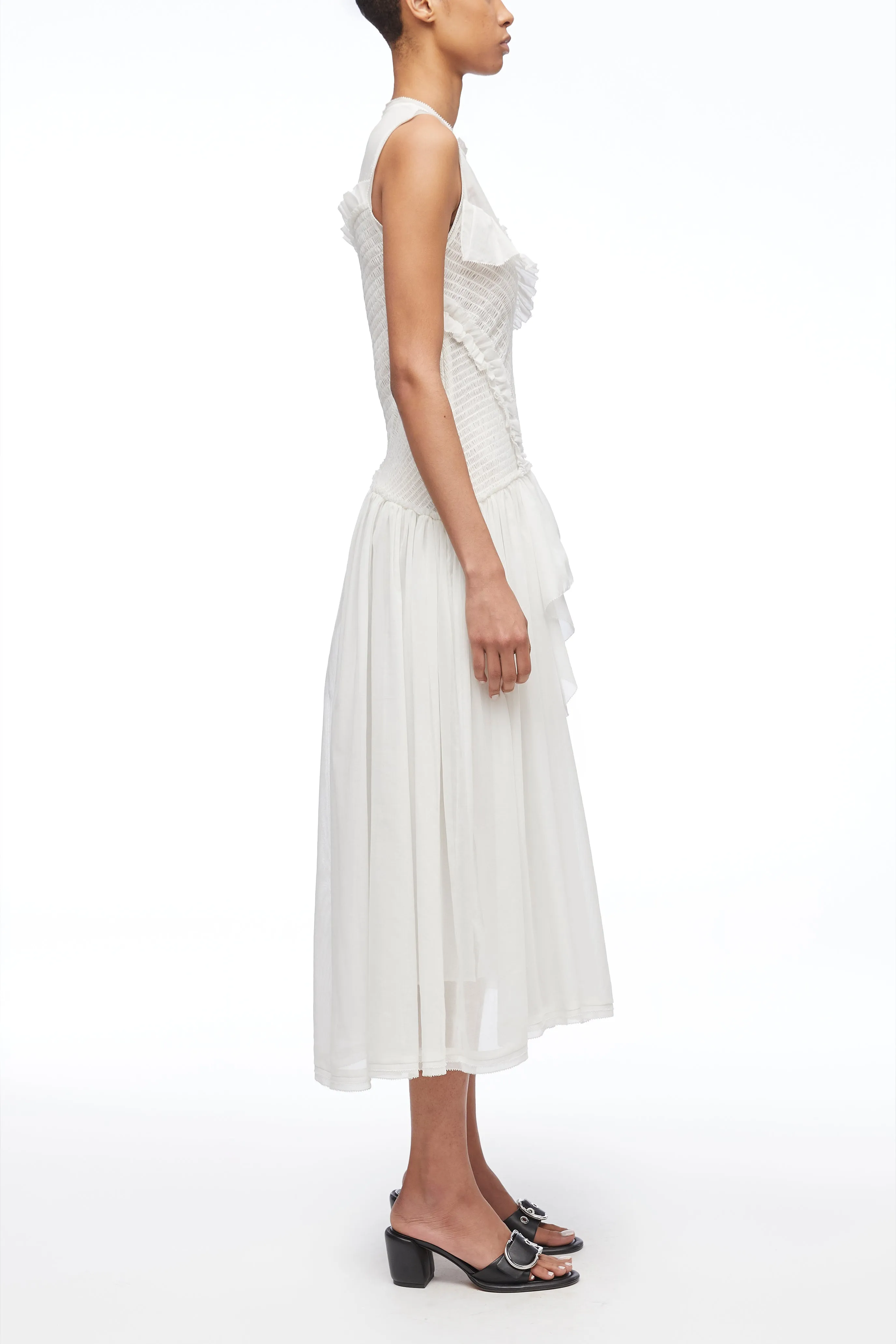 Cotton Voile Sleeveless Midi Dress