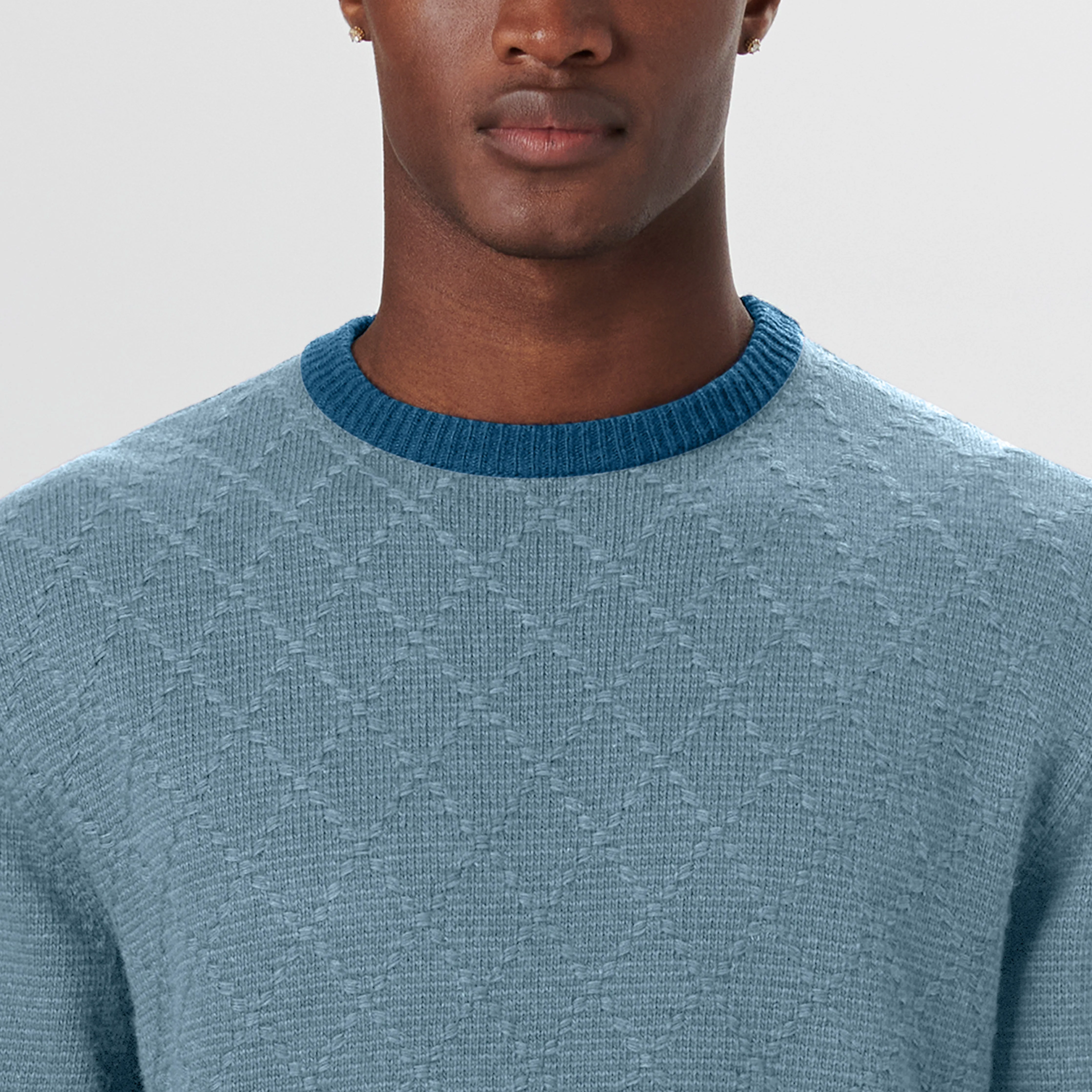 Crew Neck Diamond Check Sweater