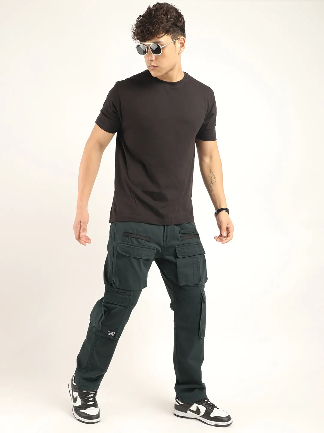 Crime Pine Green Multi Pocket Cargo