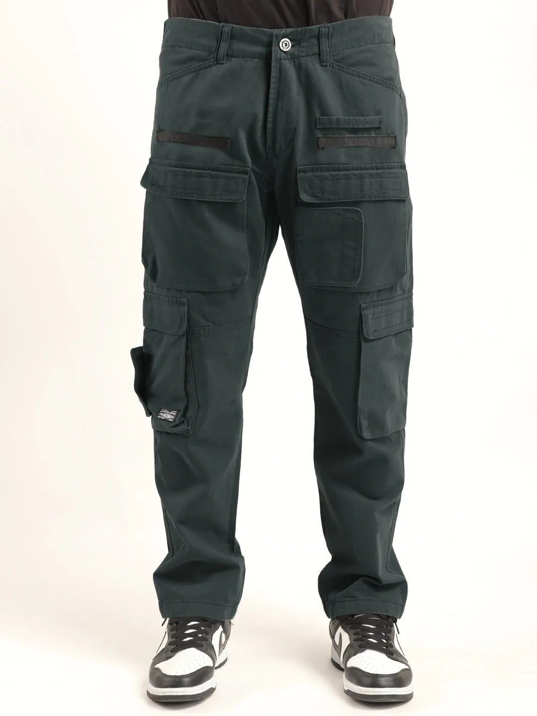 Crime Pine Green Multi Pocket Cargo