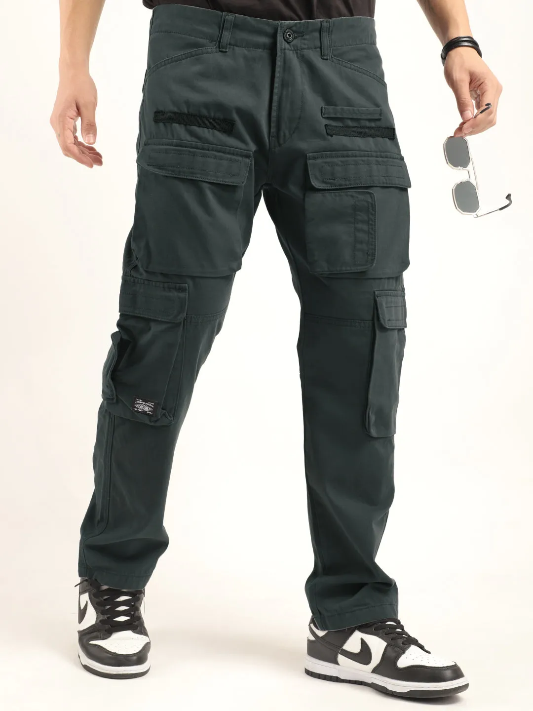 Crime Pine Green Multi Pocket Cargo