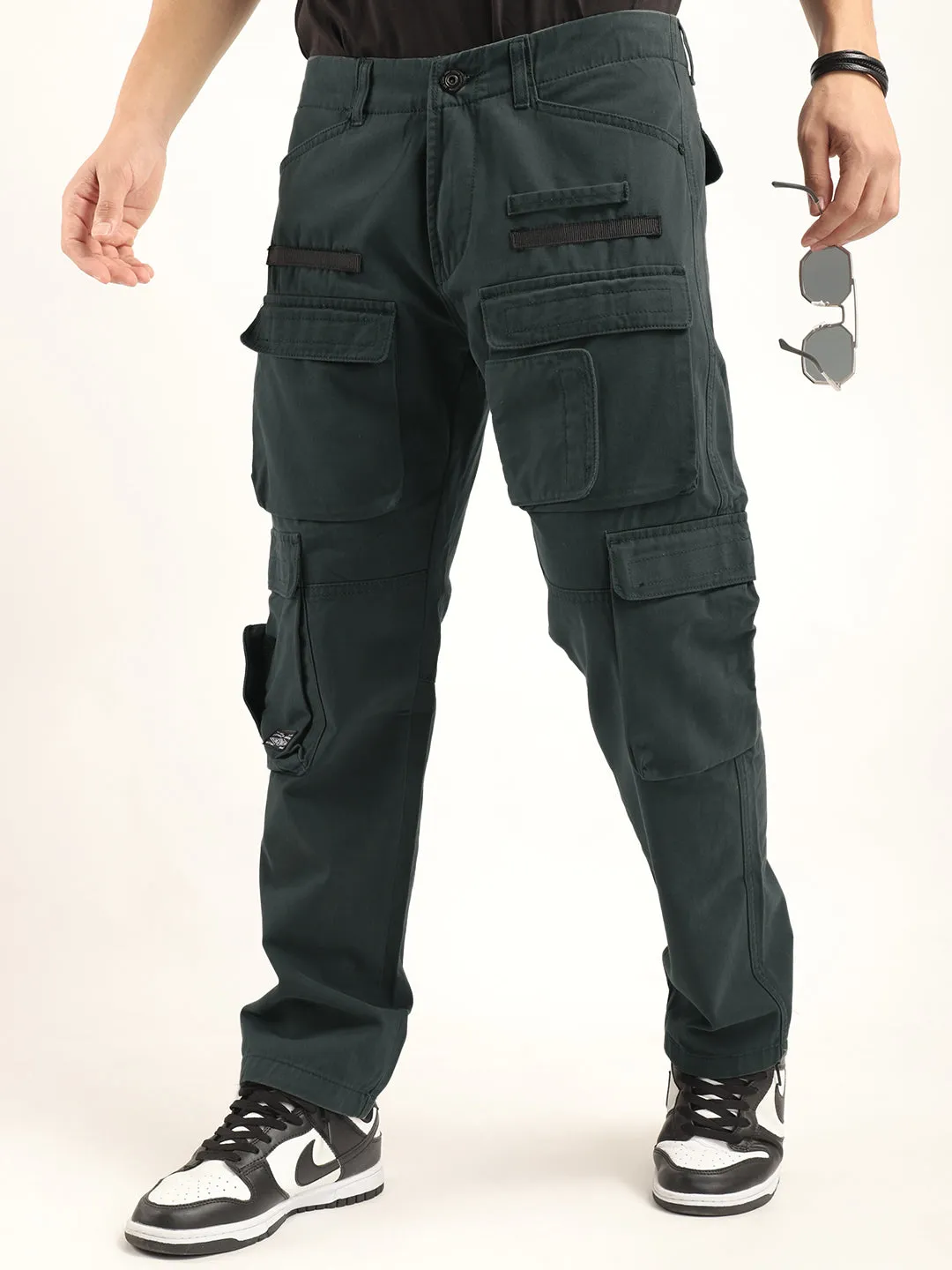 Crime Pine Green Multi Pocket Cargo