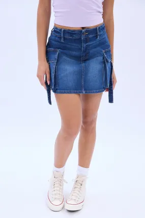 Denim Cargo Mini Skirt