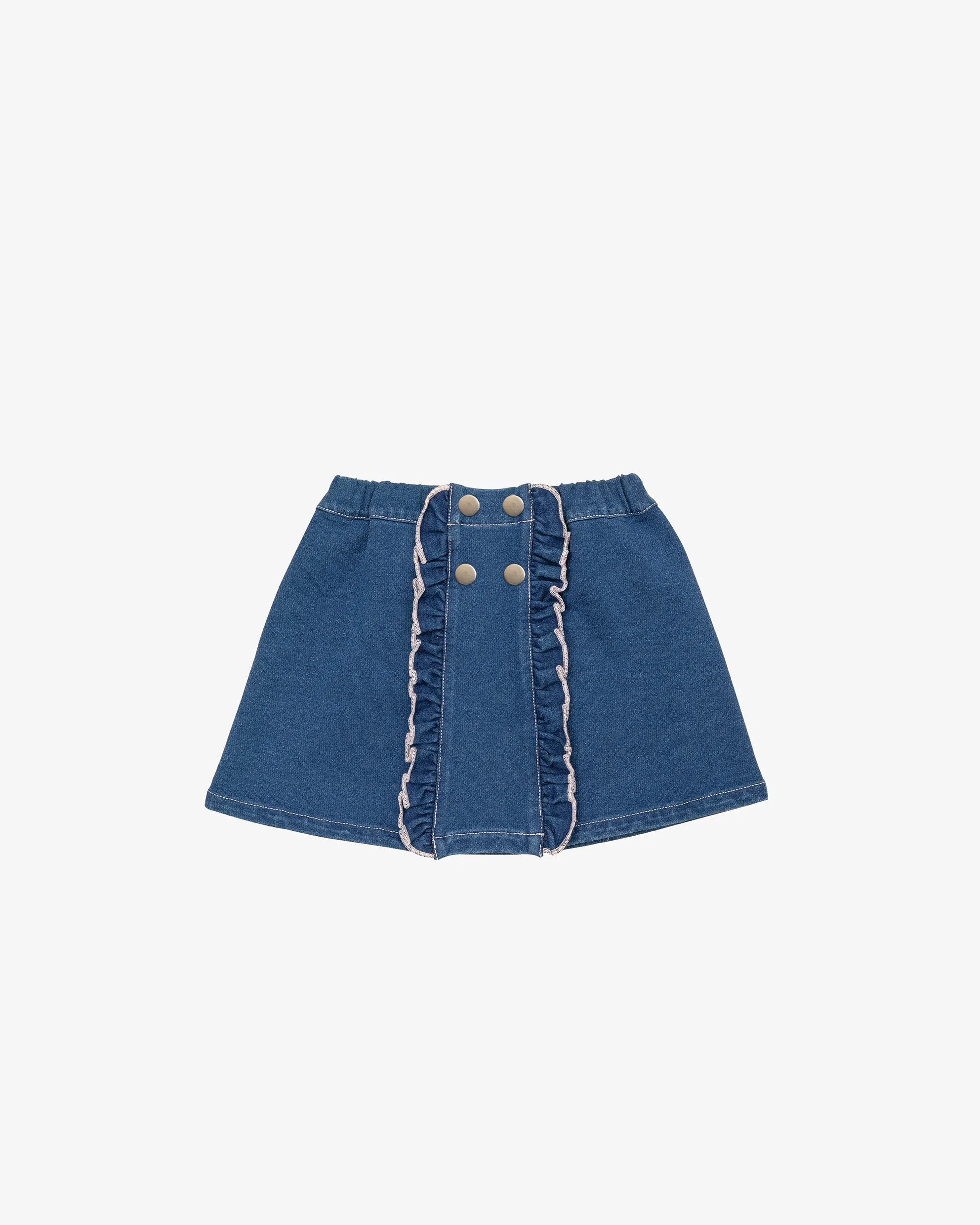 Denim Ruffle Short Skirt