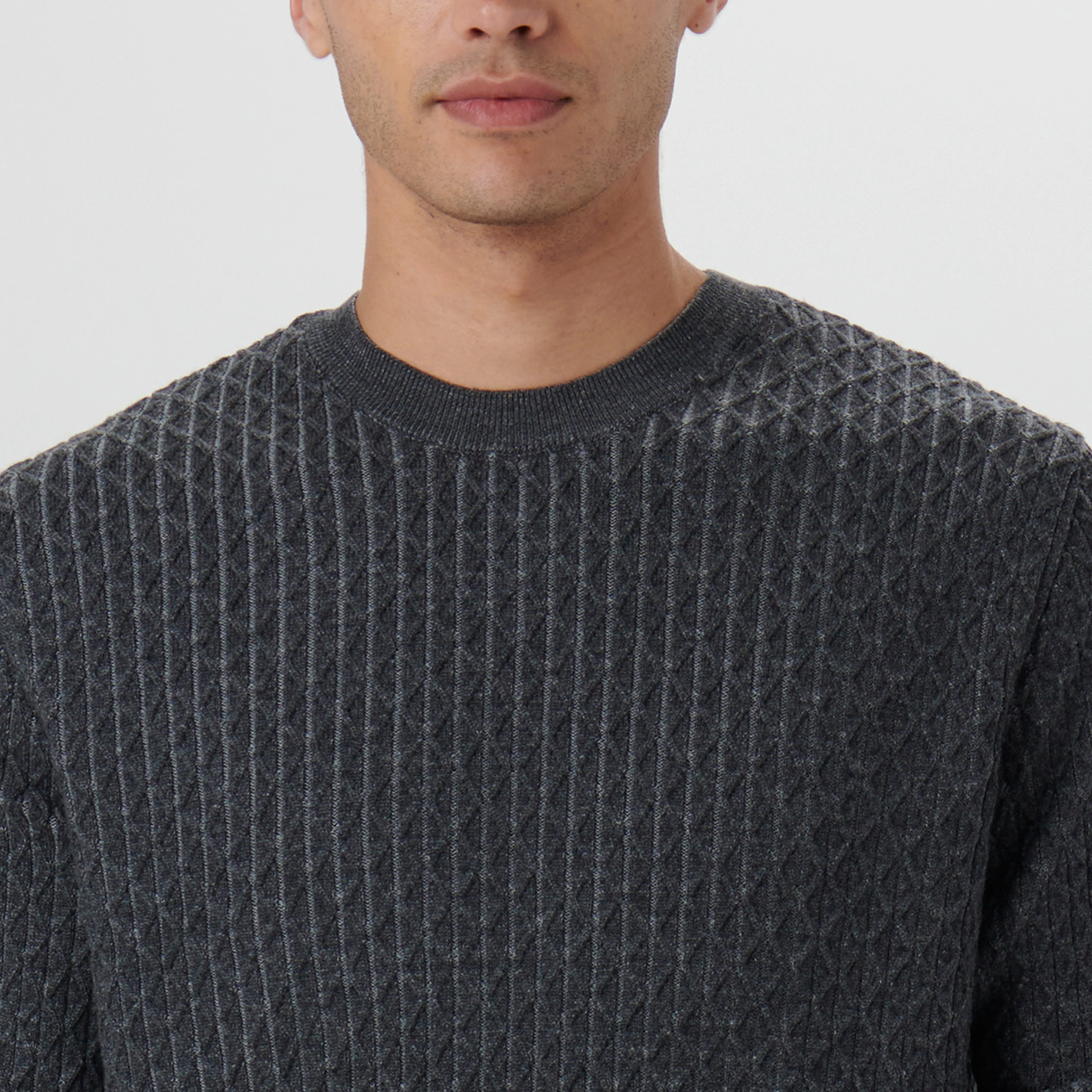 Diamond Stitch Crew Neck Sweater