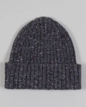 Grey Donegal Ribbed Merino Beanie by Drake - Optimized for E-commerce.