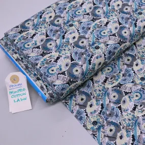 Dressmaking Floral Cotton Lawn Fabric - Evelyn - Turquoise