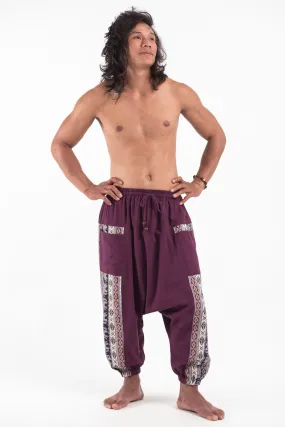 Elephant Aztec Cotton Men's Harem Pants in Purple