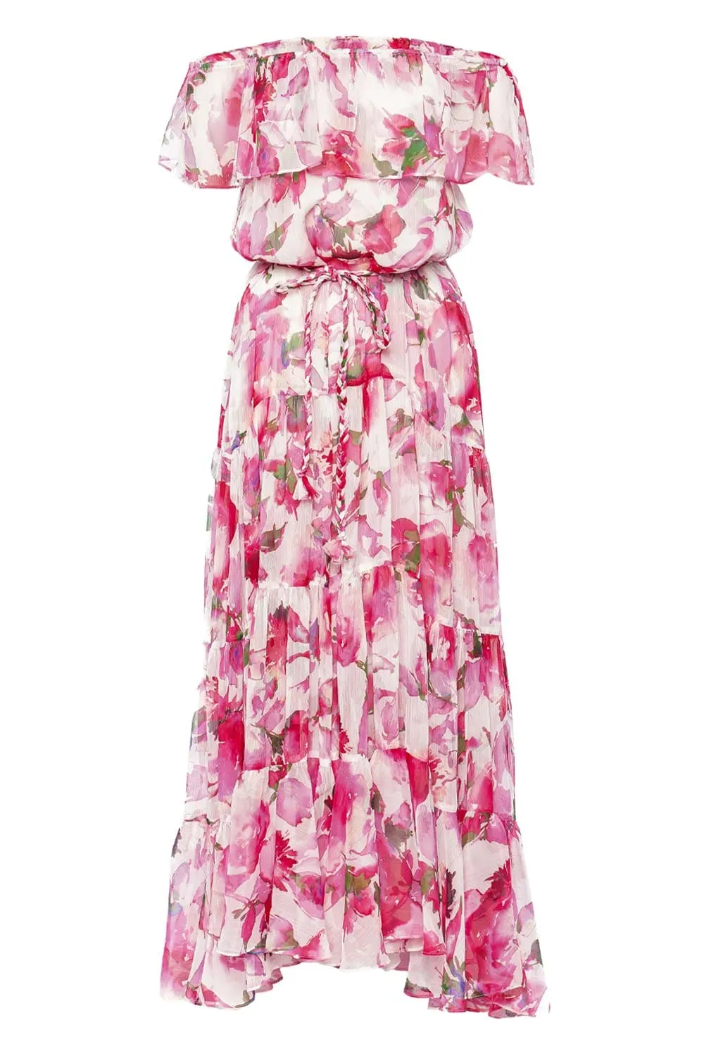 Estella Garden Fuchsia Off Shoulder Maxi Dress