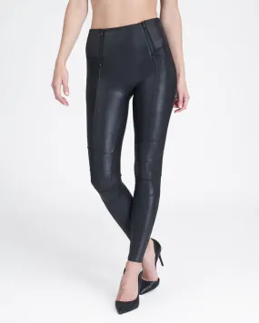 Faux Leather Hip Zip Women's Leggings