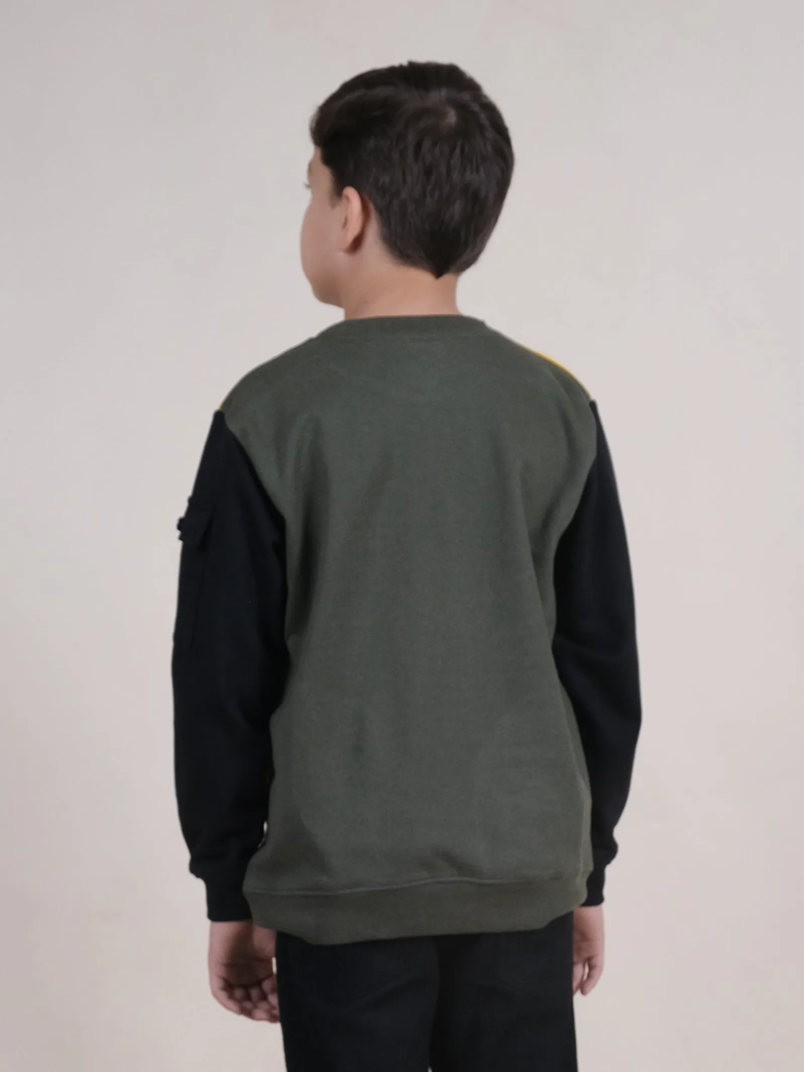 Fleece Colour Block Cut & Sew Sweatshirt With Pocket On Sleeve