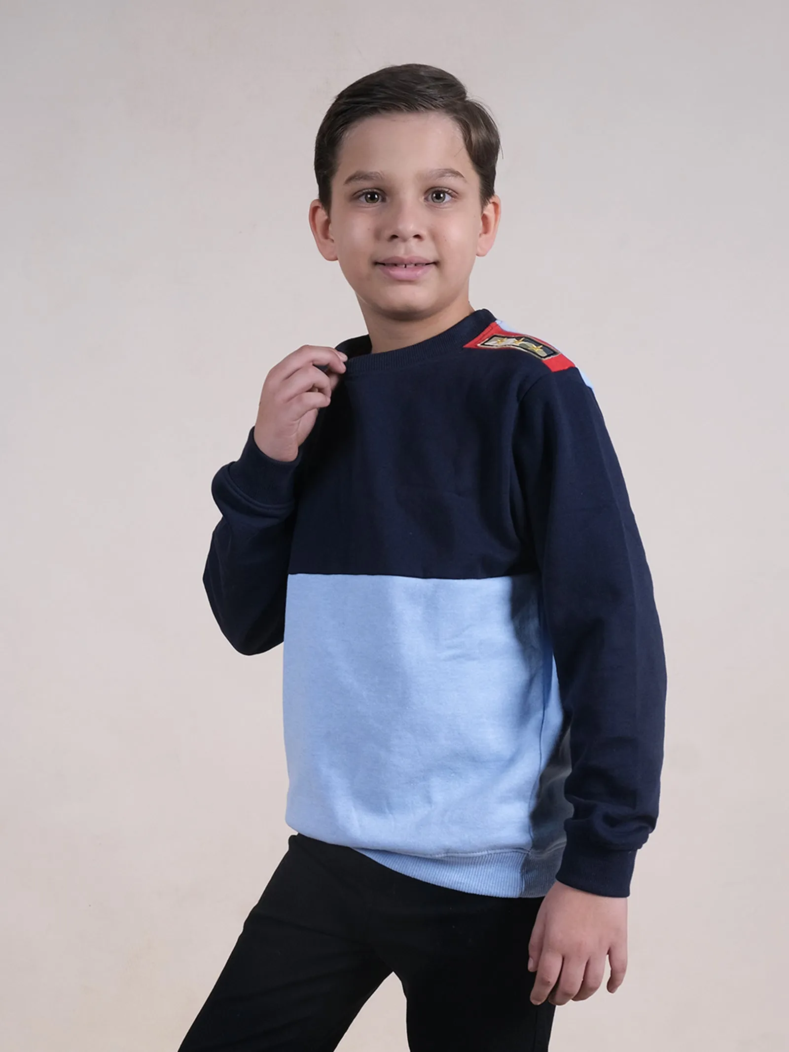 Fleece Full Sleeves Colour Block Cut & Sew Sweatshirt