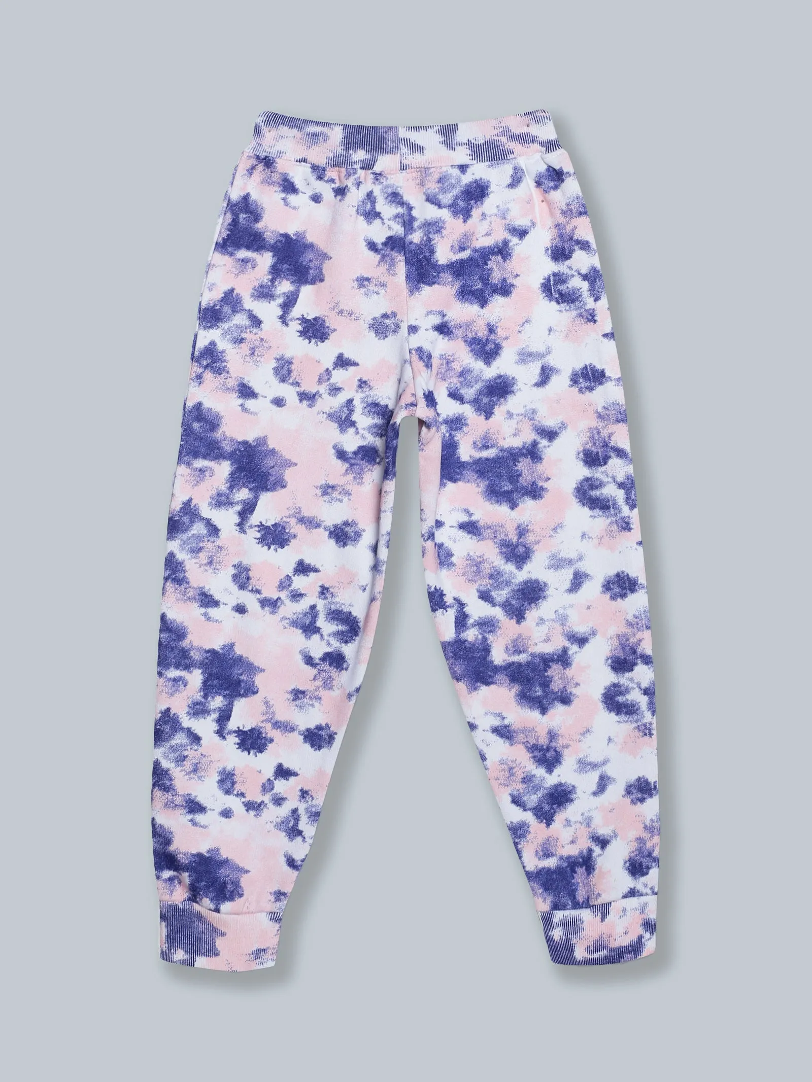 Fleece Tie & Dye Print Hooded Sweatshirt & Track Pant Set