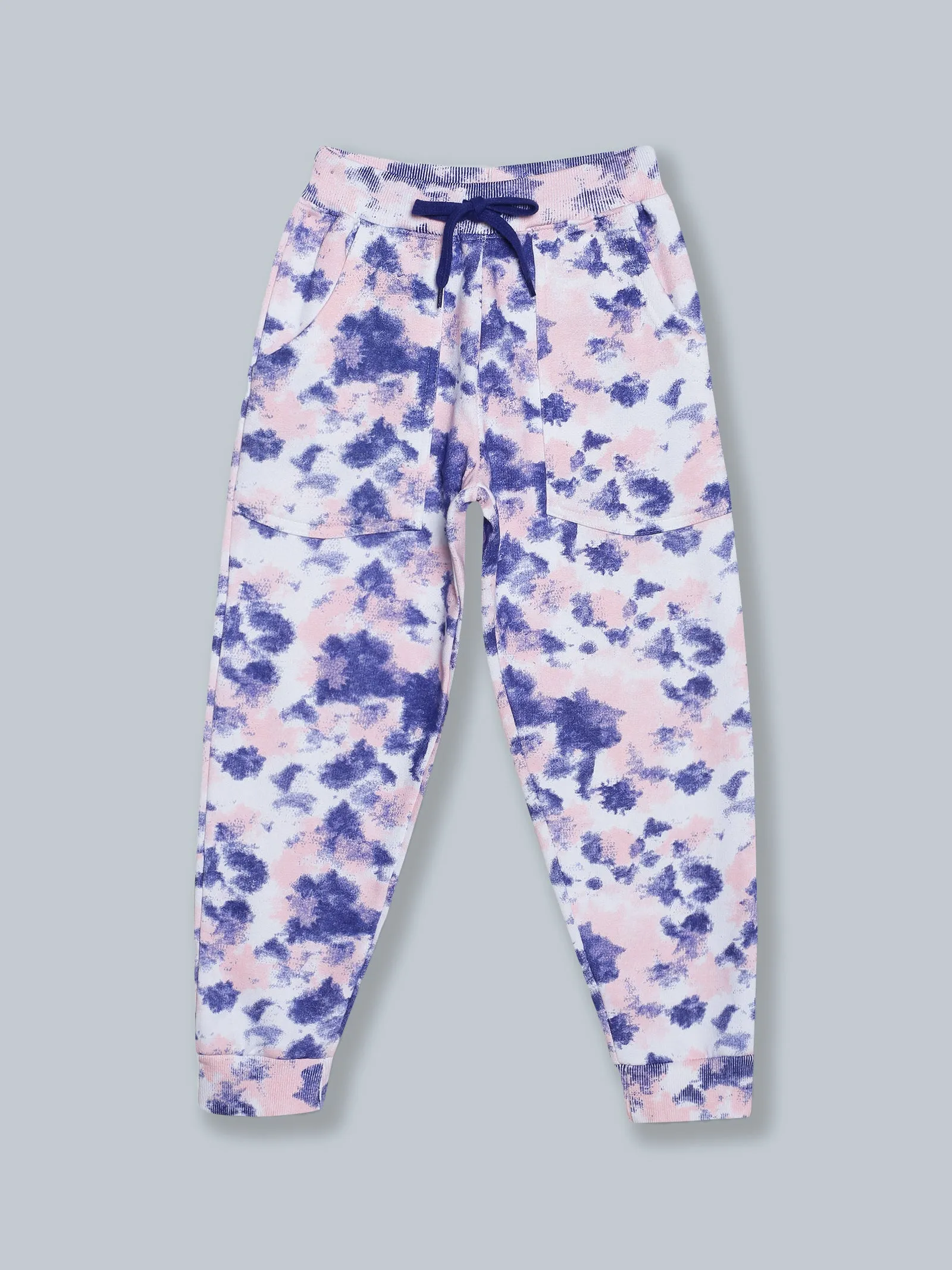 Fleece Tie & Dye Print Hooded Sweatshirt & Track Pant Set