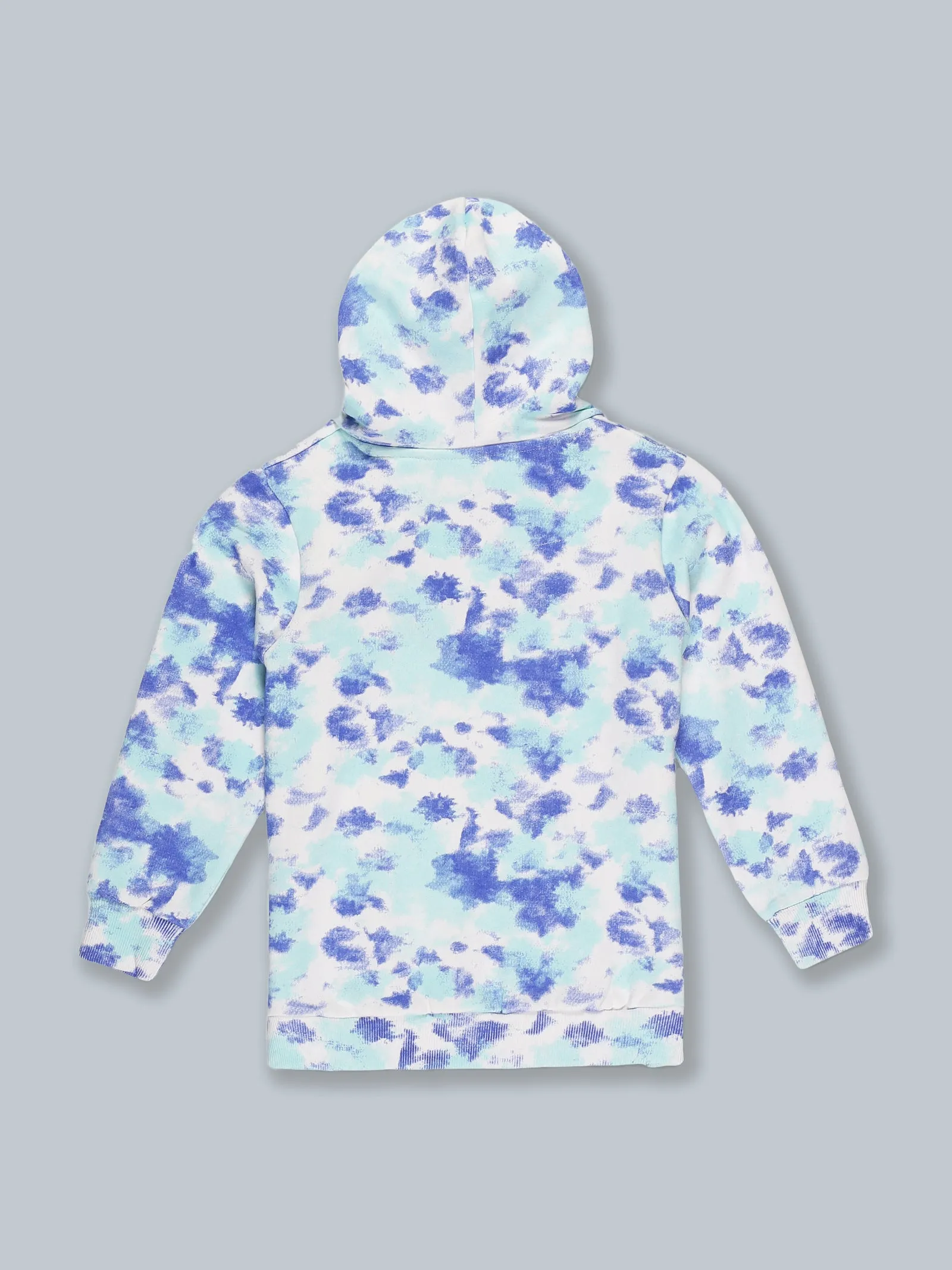 Fleece Tie & Dye Print Hooded Sweatshirt & Track Pant Set