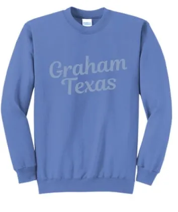 Graham Texas Puff Print Sweatshirt - Blue