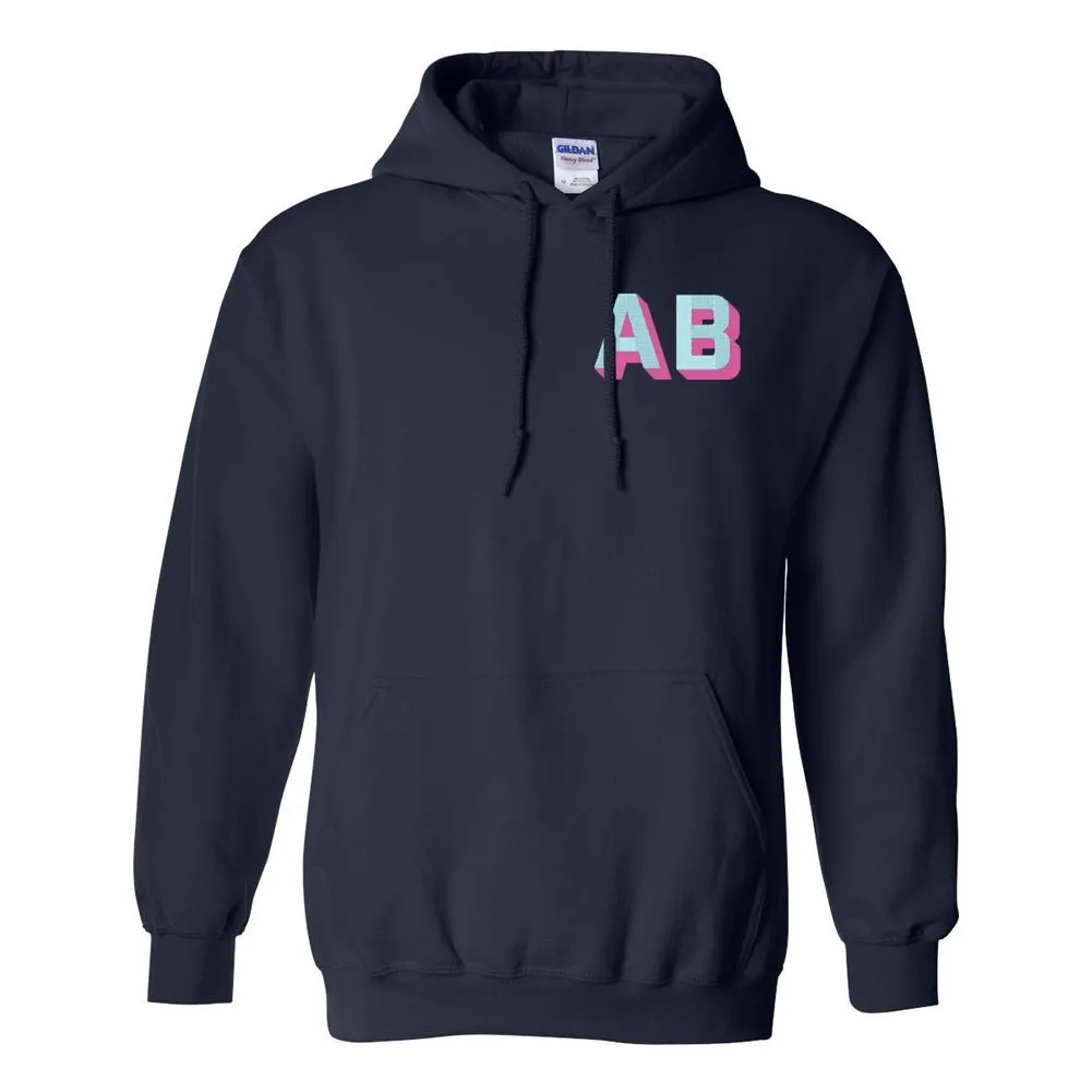 Initialed Shadow Block Letters Hoodie