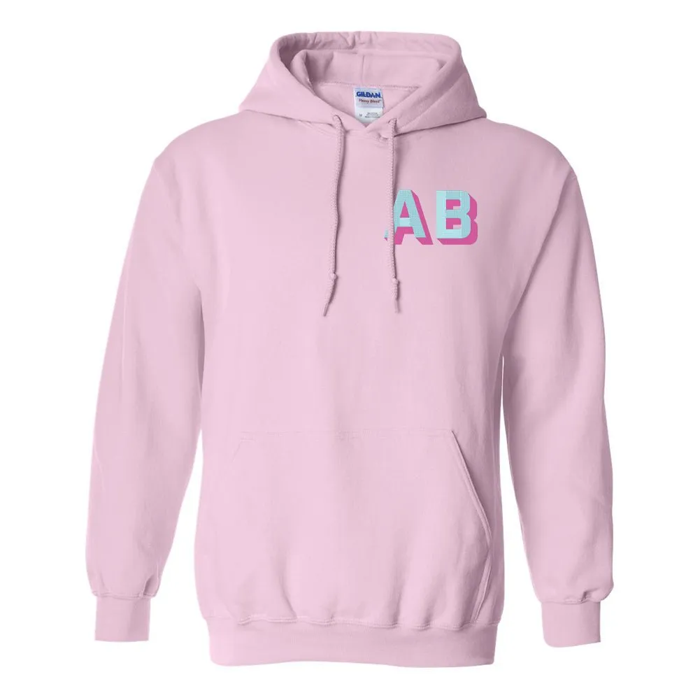 Initialed Shadow Block Letters Hoodie