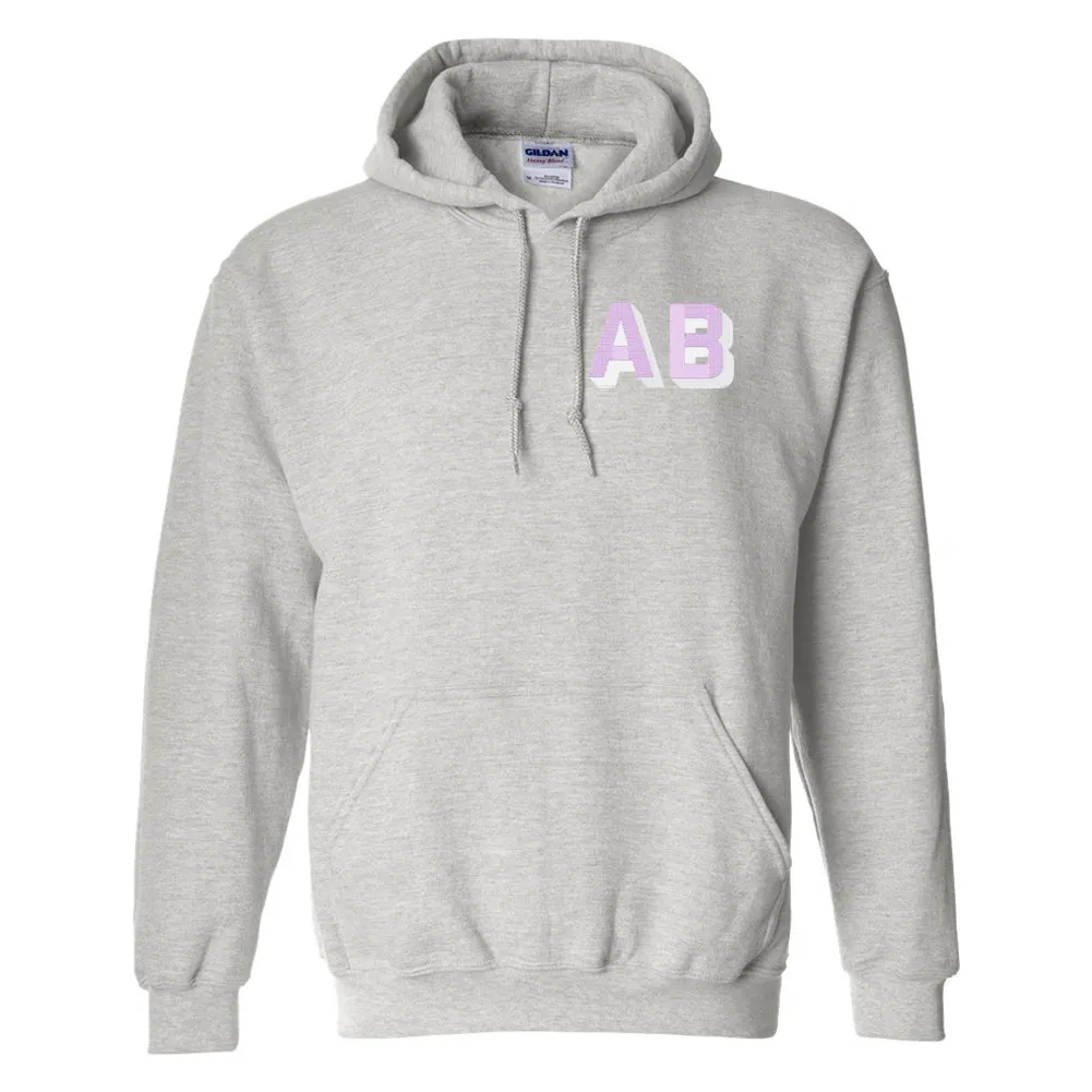 Initialed Shadow Block Letters Hoodie