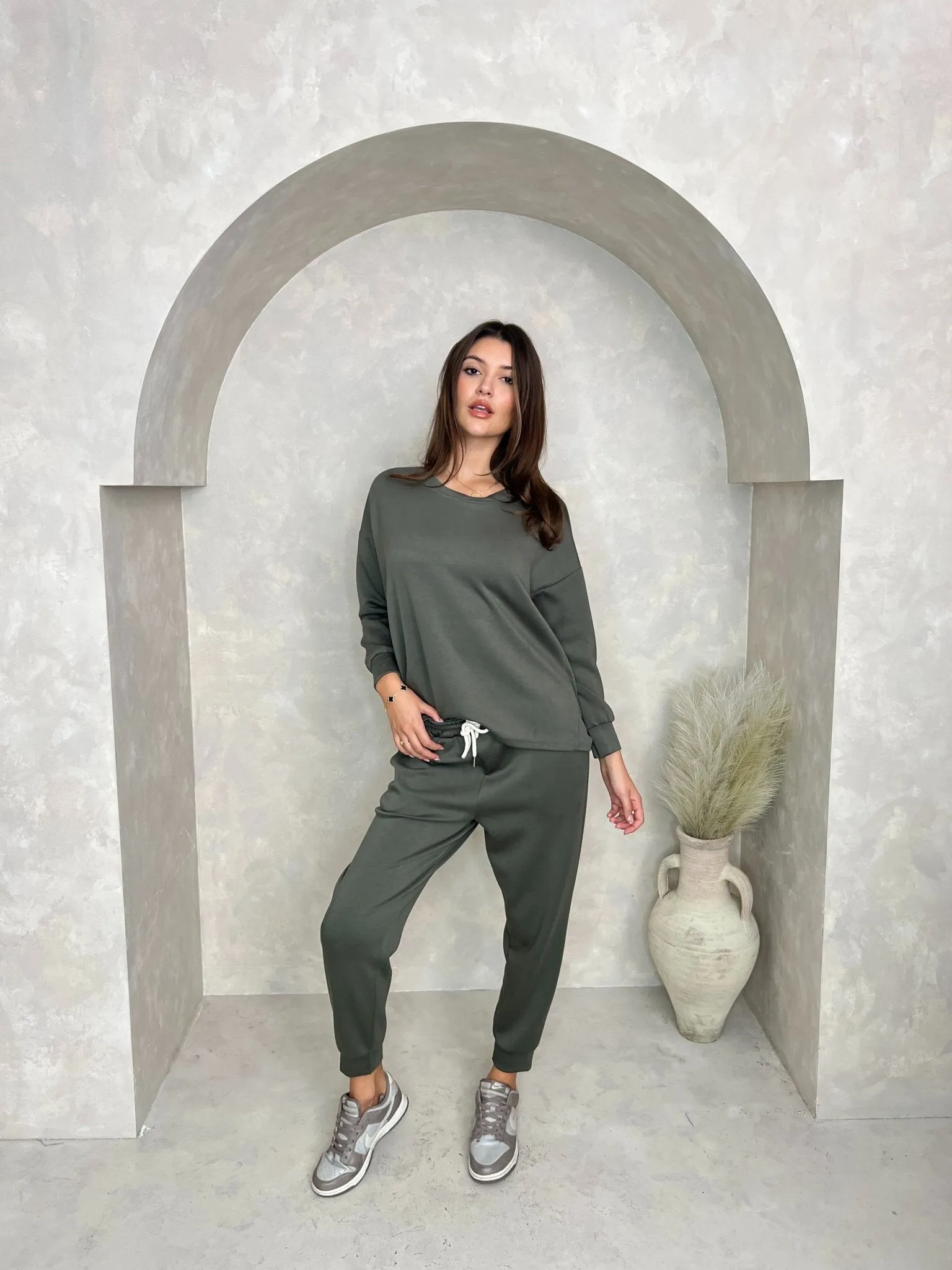 Khaki Round Neck Sweatshirt