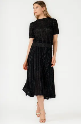 Lurex Embossed Knit Midi Skirt