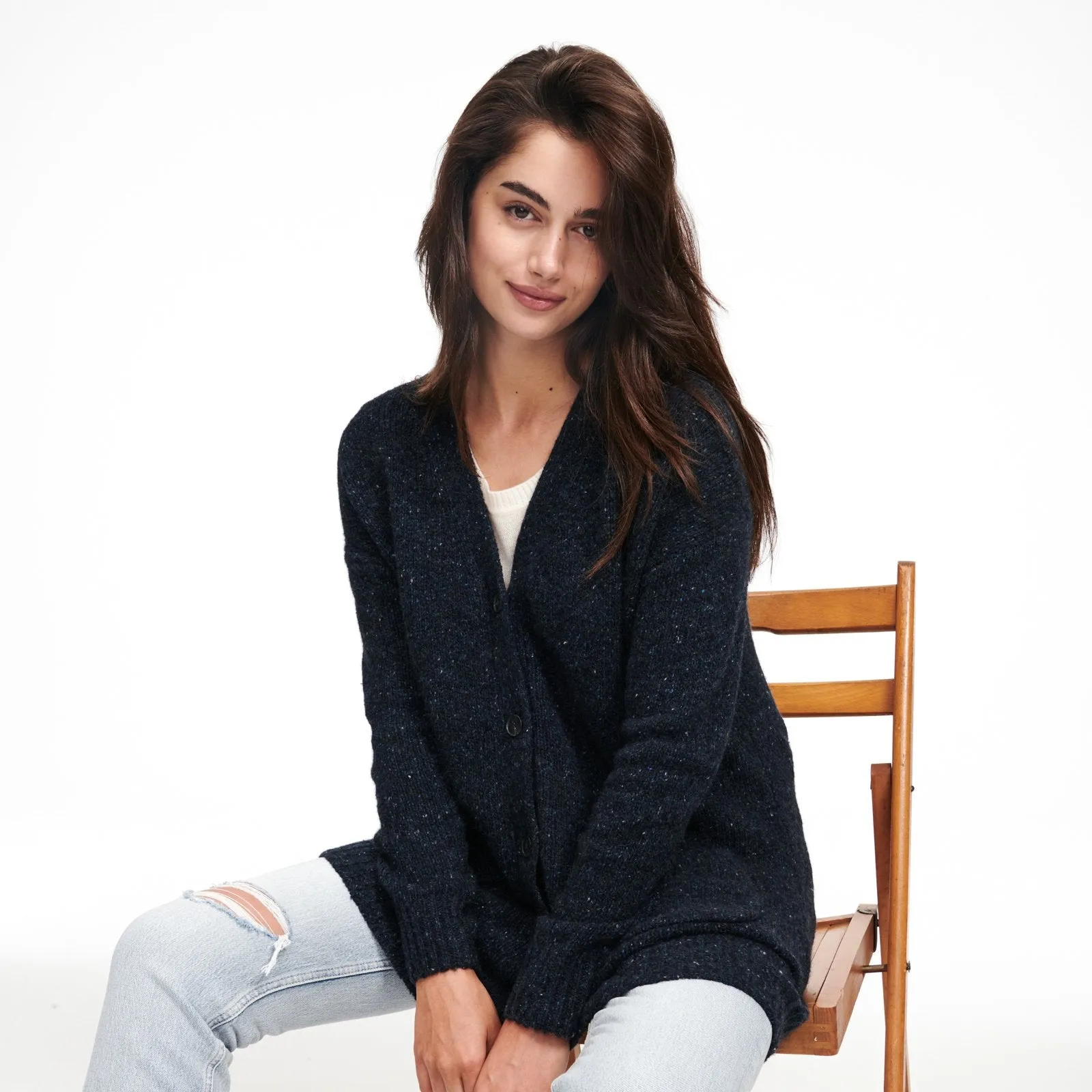 Marled Cashmere Grandpa Cardigan