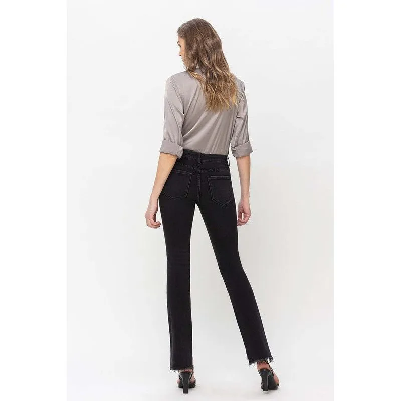 Mid Rise Step Hem with Slit Straight Jeans