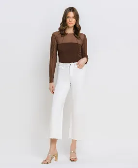 Optic White - High Rise Crop Wide Leg Jeans