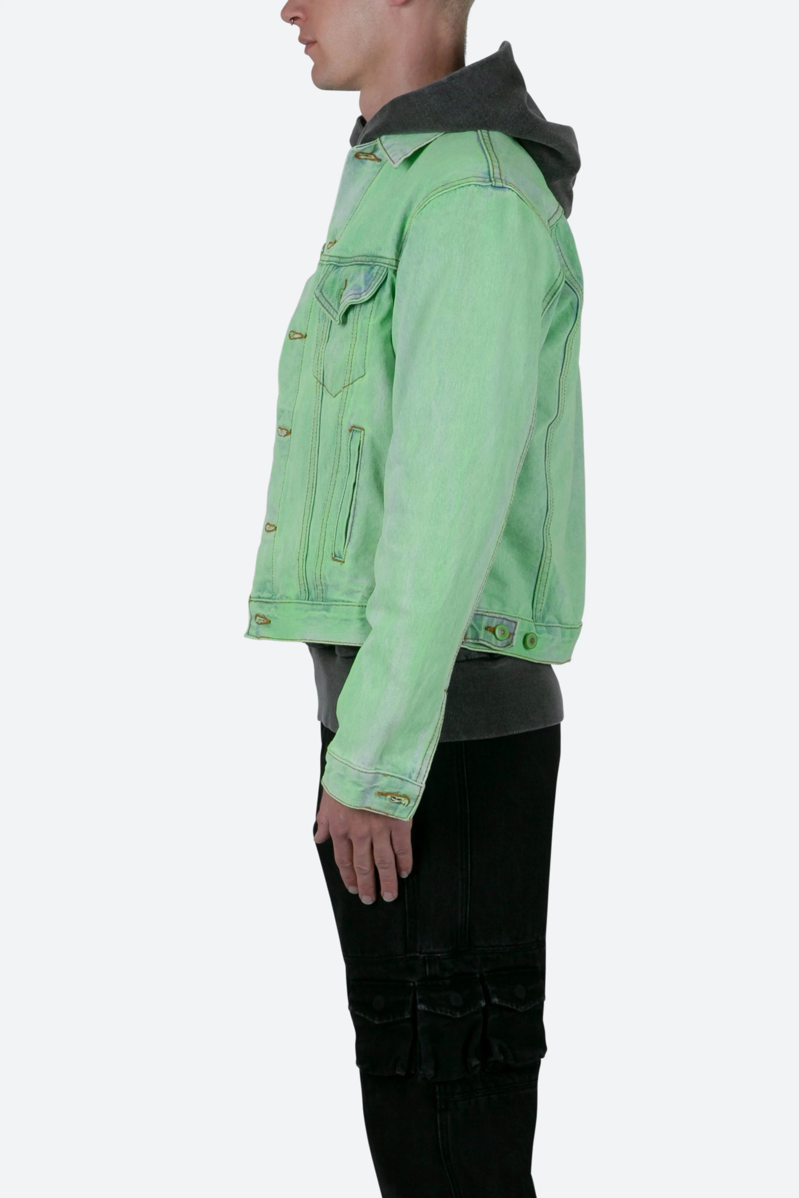 Painted Denim Trucker Jacket - Green