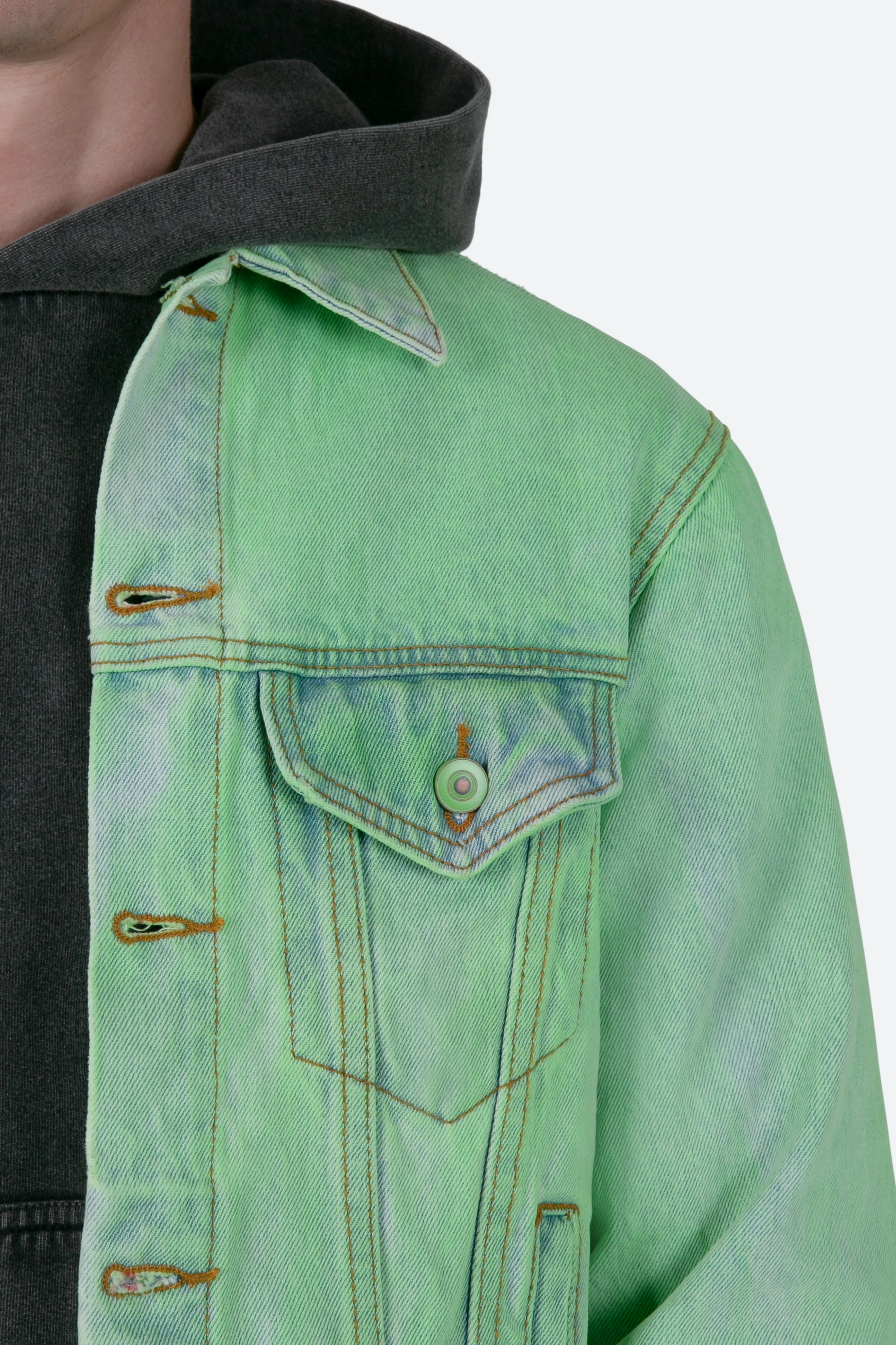 Painted Denim Trucker Jacket - Green