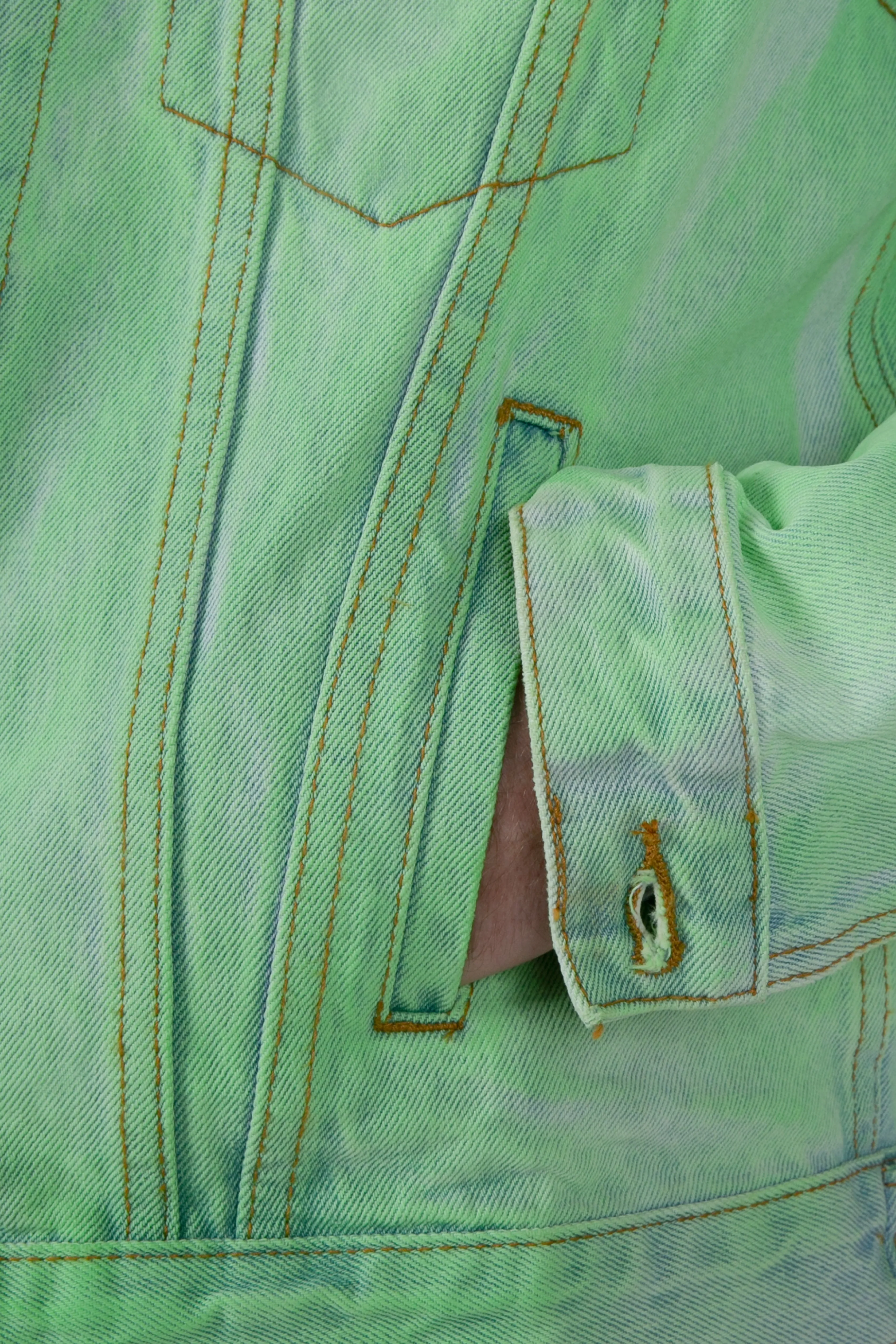 Painted Denim Trucker Jacket - Green