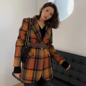 Plaid Wool Blazer Suit Coat