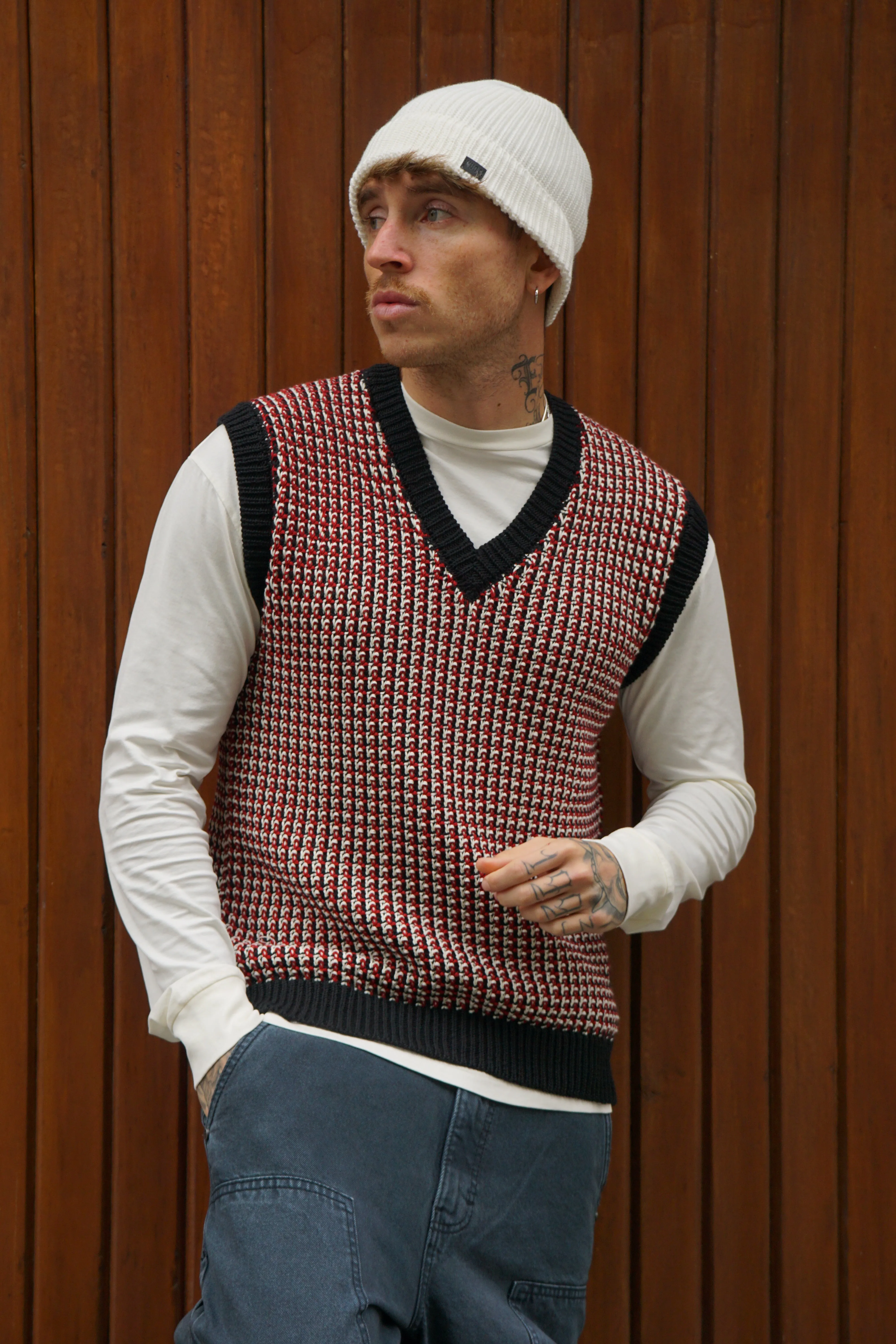 Vintage Knitted Vest - Rojo