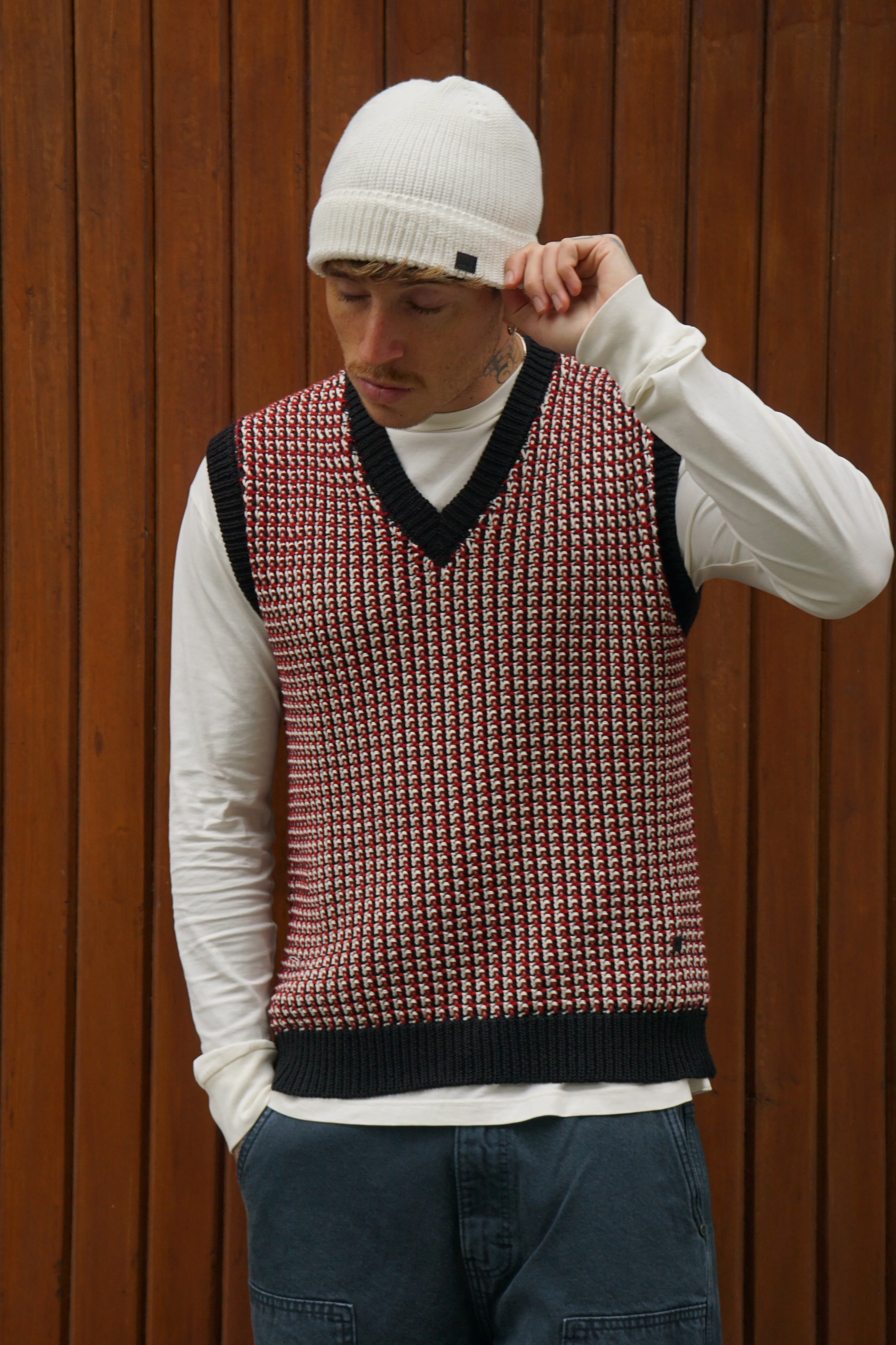 Vintage Knitted Vest - Rojo