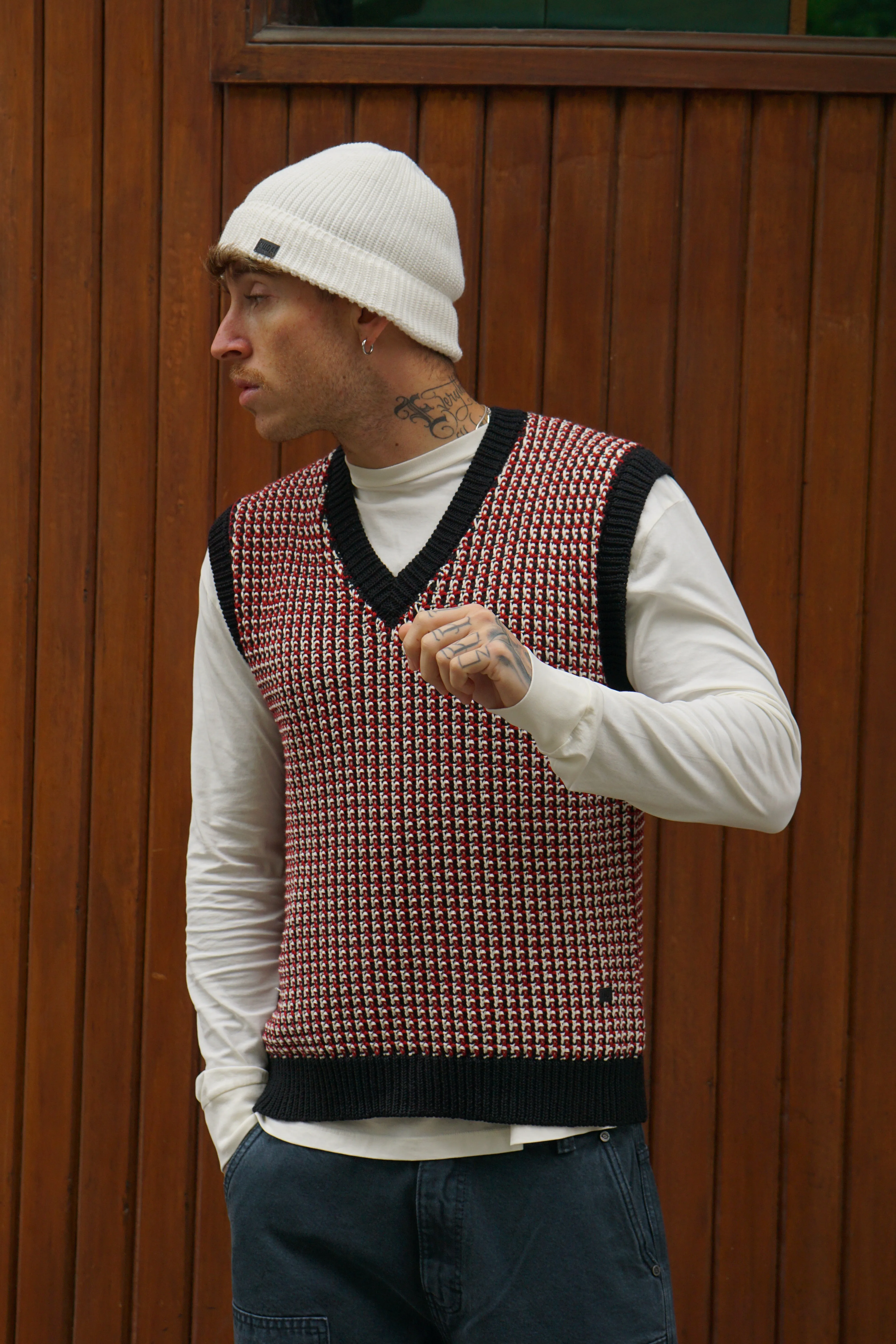 Vintage Knitted Vest - Rojo