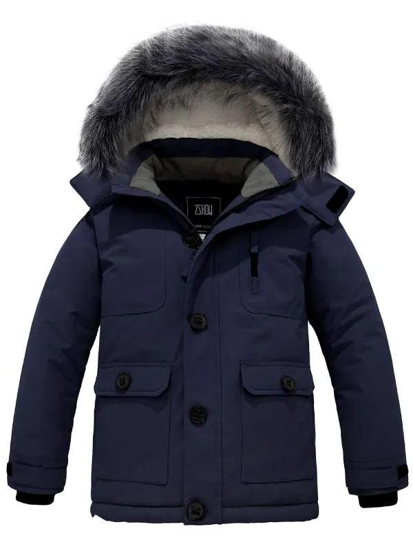 ZSHOW Boy's Mid-Length Hooded Winter Coat Thicken Puffer Jacket